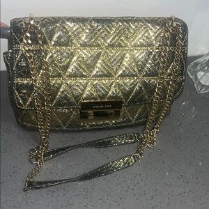 Michael Kors Gold Quilted Shoulder Bag